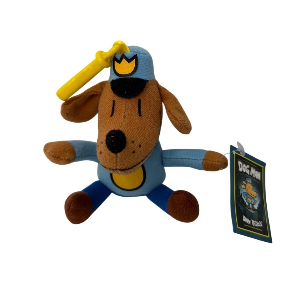 MerryMakers Dog Man Backpack Pull Plush Dav Pilkey Book Character 5" Blue NEW